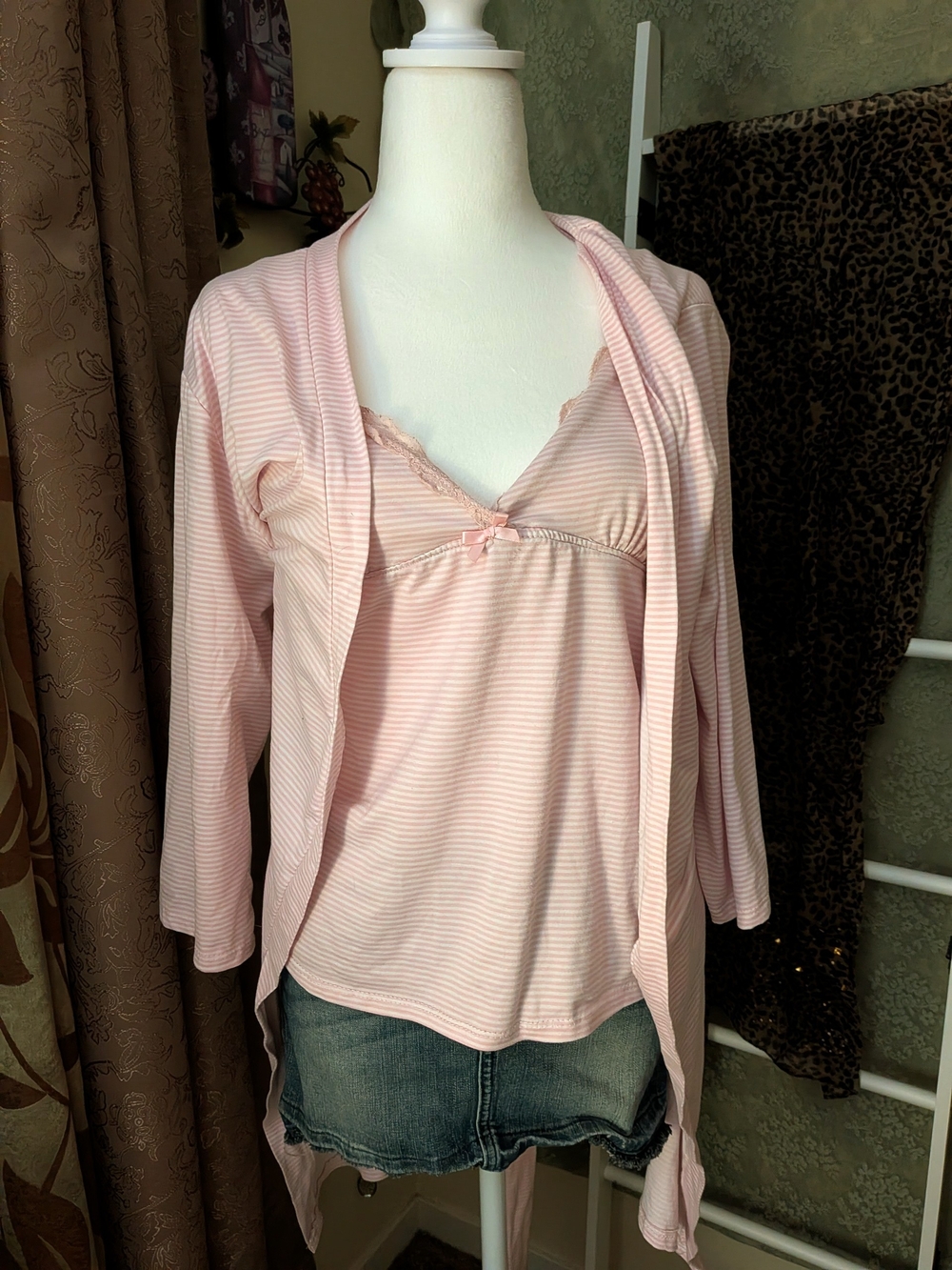 Cardigan & Tank Top Pack Pastel Pink White Stripes